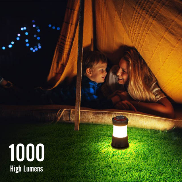Mini USB Camping Lantern Rechargeable 9 Mode Lights with 1000LM Flashlight and 2000mAH Power Bank