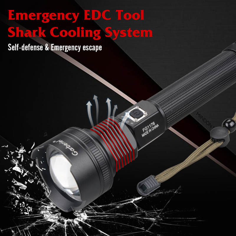 XHP70 LED Powerful Flashlight Waterproof USB Rechargeable Light