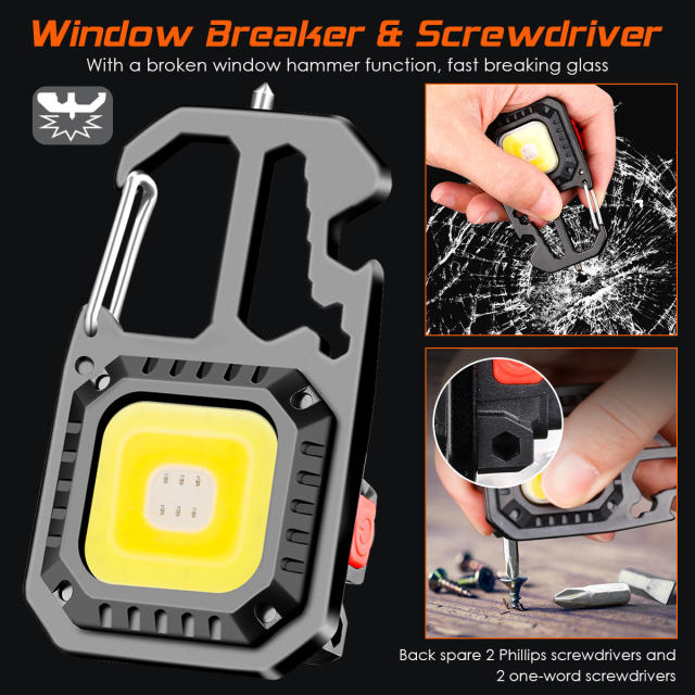 Garberiel 1000lm Mini COB Keychain Work Flashlights with Tripod