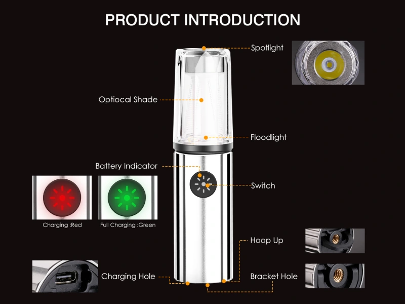 Garberiel Multifunctional 800LM IPX4 Camping Light Rechargeable Flashlight with Tripod