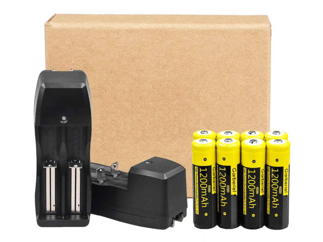 8 PCS Rechargeable 18650 High Protective Li-ion Batteries + 2 Pack Dual Battery Charger