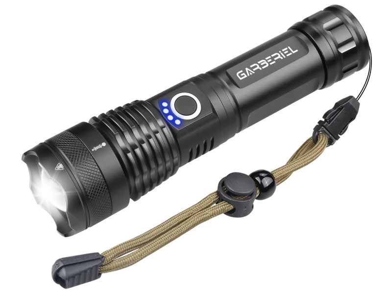 XHP70 Flashlight with 18650 Battery 5000 High Lumens Rechargeable Zoomable Light