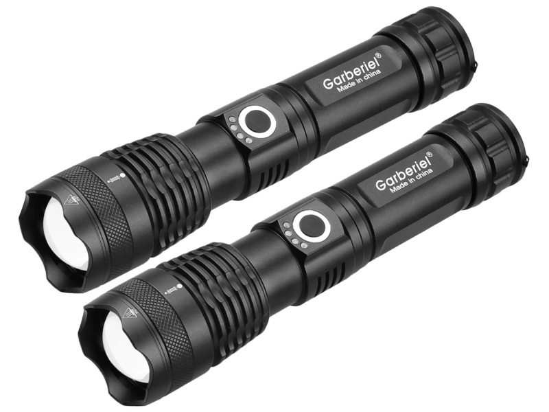 2 Set XHP50 LED 3500 Lumens Flashlight with IPX4 Water Resistant Level