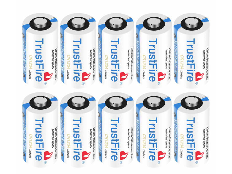 10pcs  TrustFire 3V CR123A Disposable Batteries for Gun Light, Door Bell (White)