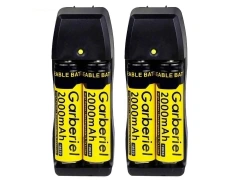 2000mAh Rechargeable 18650 Battery 4 Pack with 2 US Dual Charger