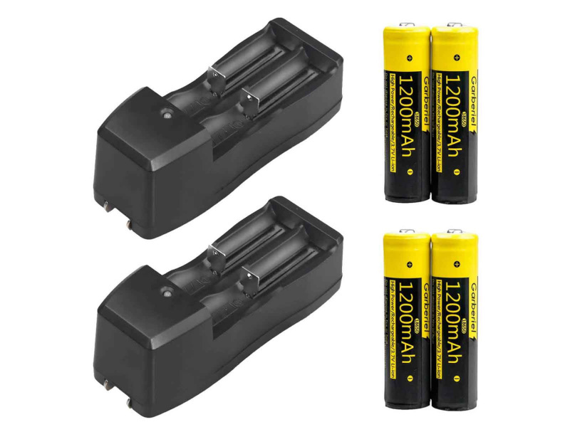 4 Pack 18650 1200mAh Rechargeable High Protective Li-ion Batteries + 2 Pack Dual Battery Charger