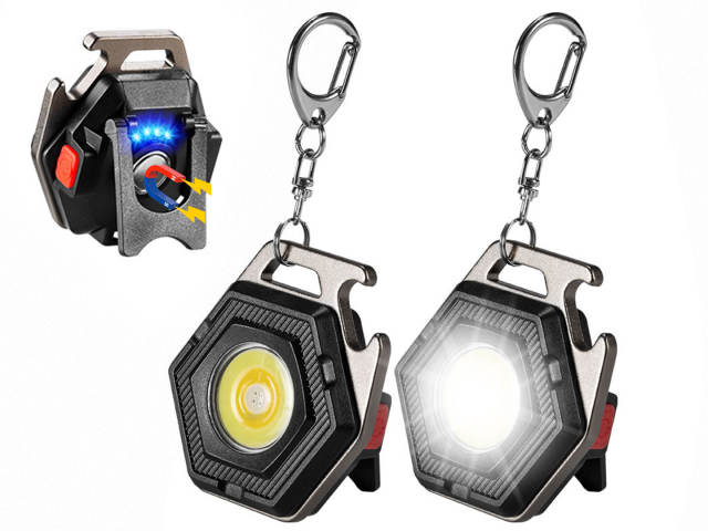 Garberiel Mini COB 1000LM Keychain Pocket Flashlights Rechargeable with Tripod