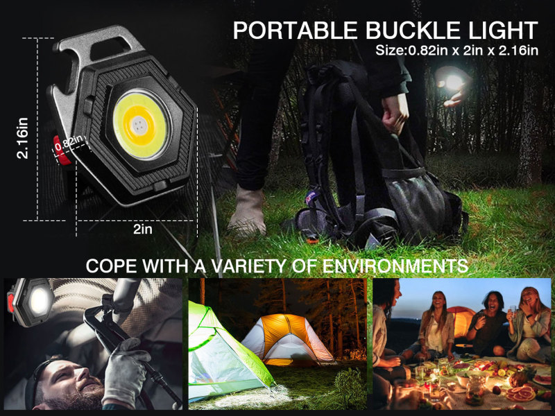 Garberiel Mini COB 1000LM Keychain Pocket Flashlight Rechargeable Magnetic Light