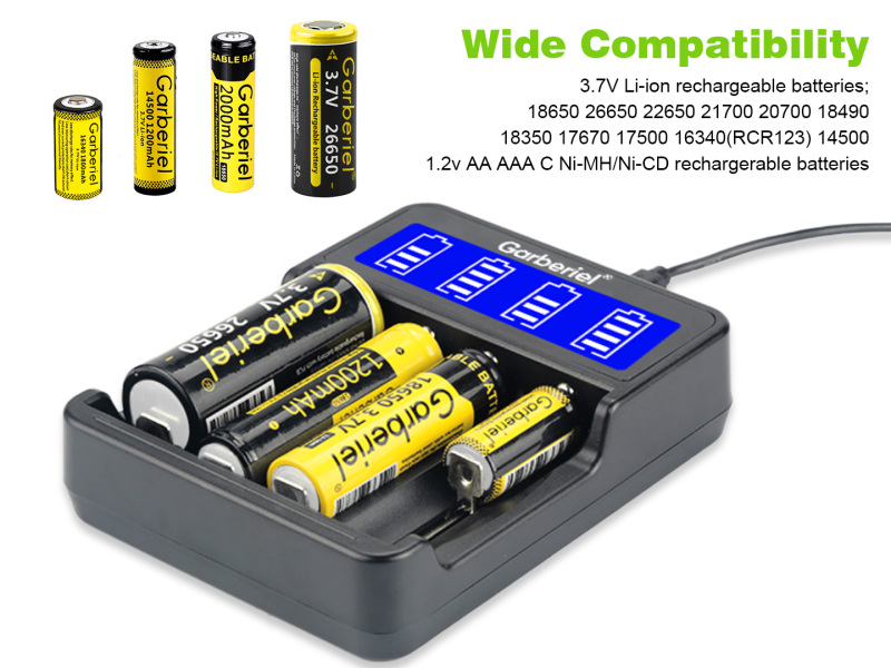 18650 Battery Charger 4 Slot LCD Display Universal Smart Charger for Lithium Batteries