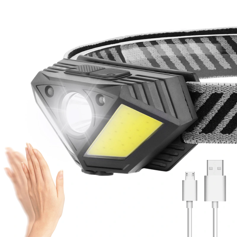 New Arrival Mini XPG & COB Headlamp with Motion Sensor 6 Modes Built-in Battery Design