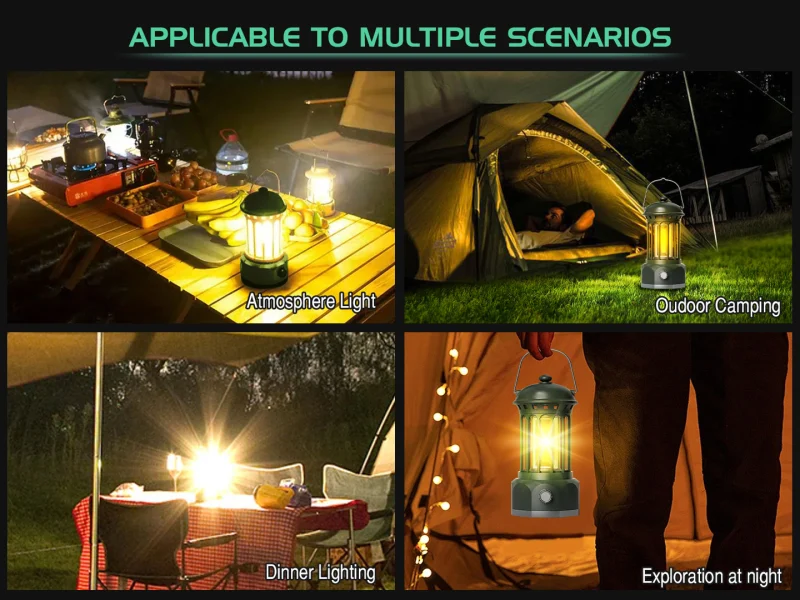 Garberiel COB Retro Camping Lantern IPX4 Stepless Adjustment LED Light