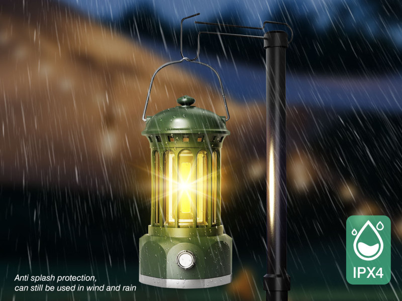 Garberiel COB Retro Camping Lantern IPX4 Stepless Adjustment LED Light