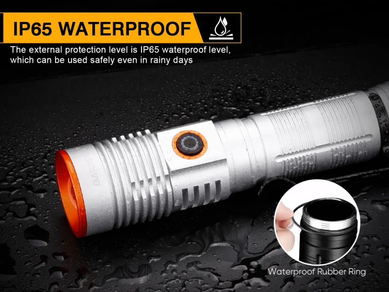 Garberiel 20W LED High Lumen Rechargeable Flashlight with Magnet Base