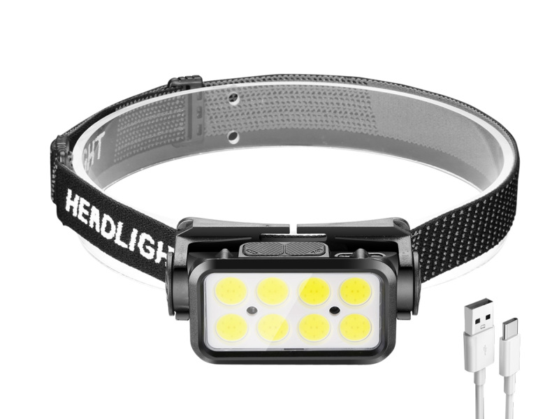Garberiel COB 120° Wide Beam Rechargeable LED Headlamp with Sensor Motion