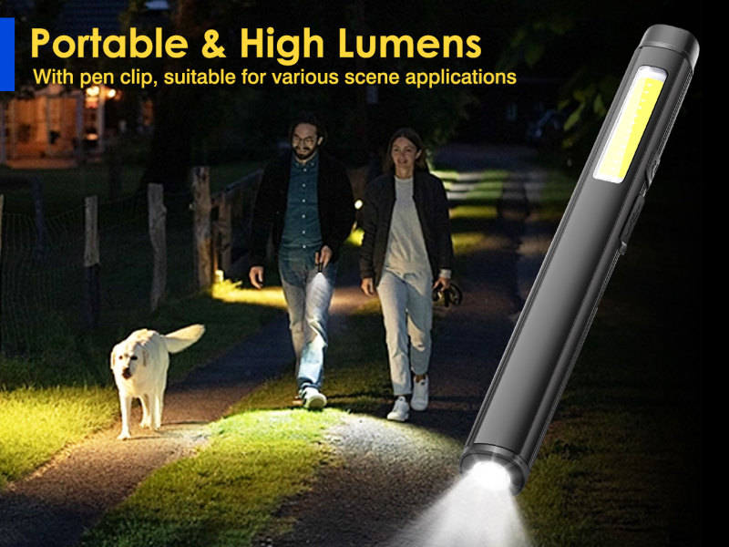 Garberiel LED Pocket Pen Light USB Rechargeable Work Flashlight with Magnetic Clip