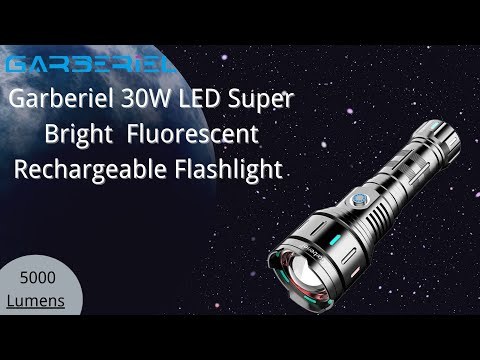 Garberiel 30W LED Super Bright 5000 Lumens Fluorescent Rechargeable Flashlight