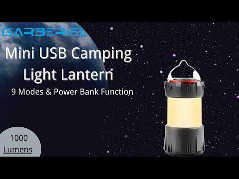 Mini USB Camping Light Lantern Rechargeable 9 Mode Lights with 1000LM Flashlight and 2000mAH Power Bank IPX4