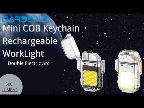 Garberiel Mini COB Keychain Work Light Double Electric Arc Rechargeable Flashlight