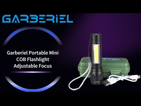 Portable Mini COB Flashlight Zoom Focus Work Built in Battery USB Cable with Box