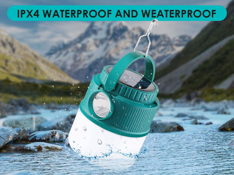 Garberiel LED Solar & USB Rechargeable Camping Lantern IPX4 Waterproof Tent Light