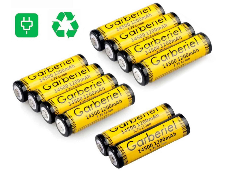 10pcs Garberiel Rechargeable 14500 AA Battery 3.7V Lithium Battery