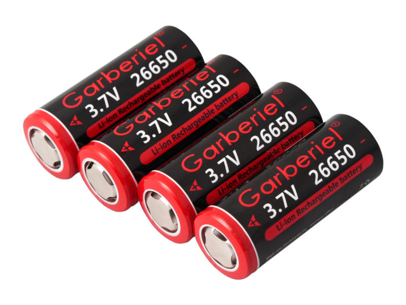4 PCS 3500mah 3.7V Rechargeable 26650 Battery Flat Top for Flashlight