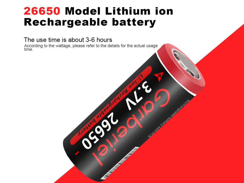 4 PCS 3500mah 3.7V Rechargeable 26650 Battery Flat Top for Flashlight