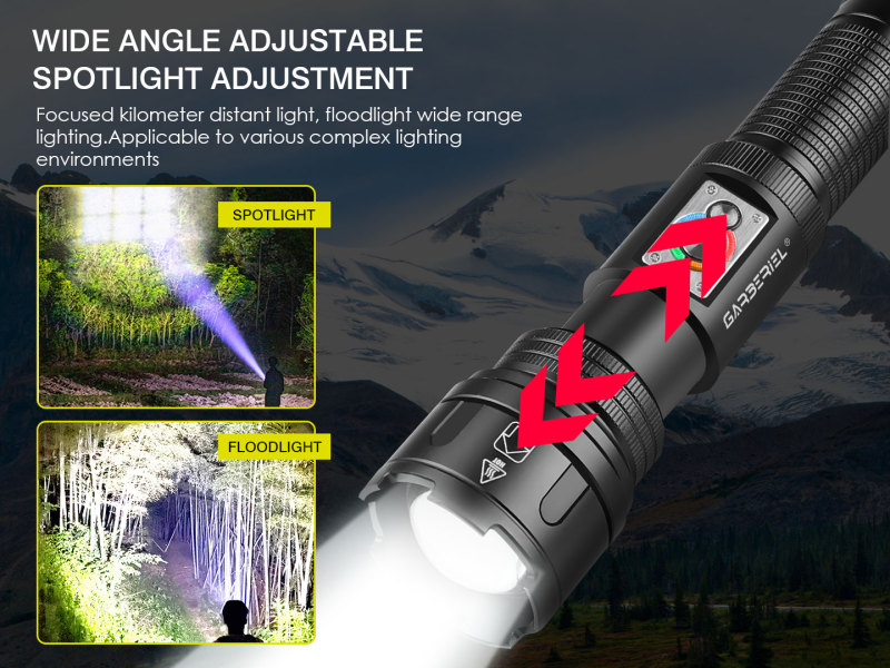 Garberiel High Lumens XHP99 Rechargeable Portable Flashlight with COB Light