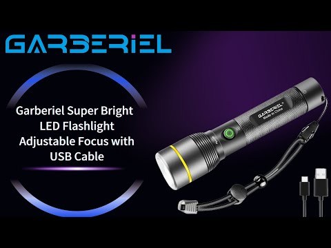 Garberiel Super Bright  LED Flashlight Adjustable Focus with USB Cable