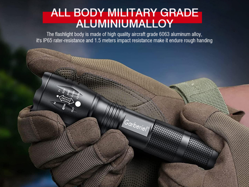 Garberiel High Lumen LED Flashlight Mini T6 Pocket Flashlight with 5 Modes