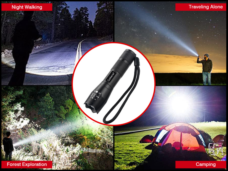 Garberiel High Lumen LED Flashlight Mini T6 Pocket Flashlight with 5 Modes