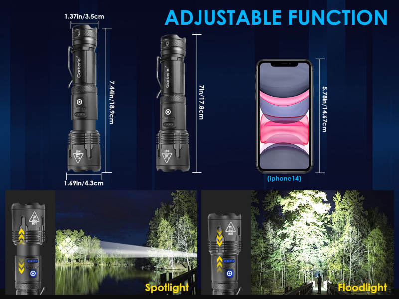 Garberiel XHP99 LED 6000 High Lumens Flashlight USB Rechargeable