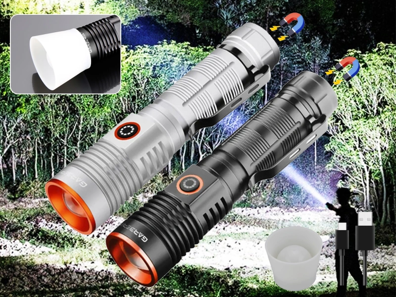 Garberiel 20W LED High Lumen Rechargeable Flashlight with Magnet Base