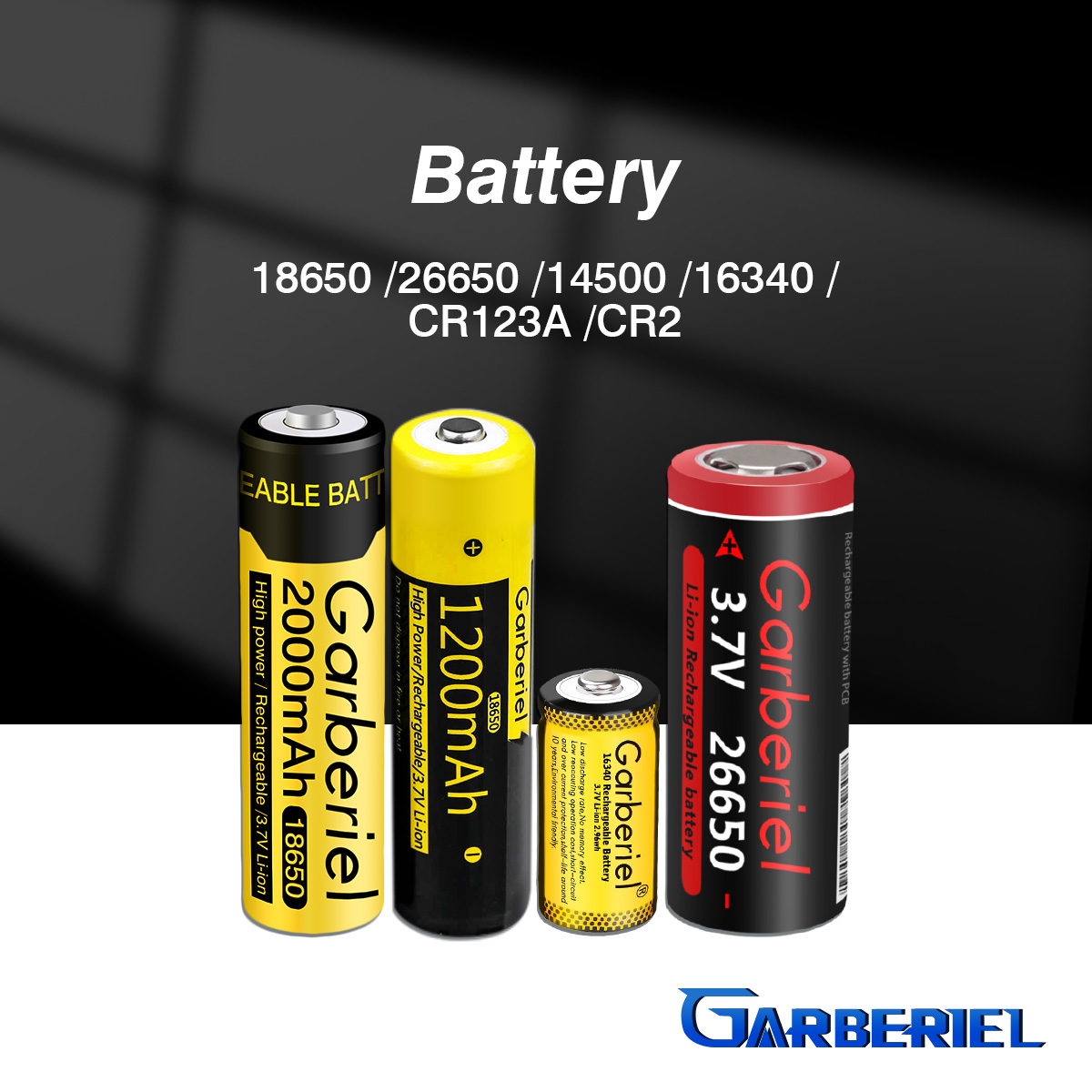 Garberiel Rechargeable 16340 CR123A Battery 3.7V 10 Pack (Yellow)