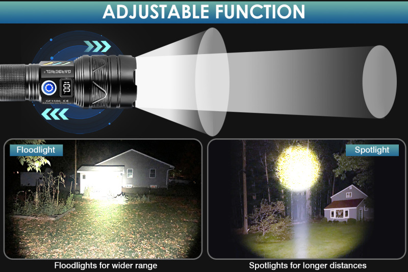 Garberiel 30000Lumen Rechargeable Led Flashlight with 26650 Battery& Power Display