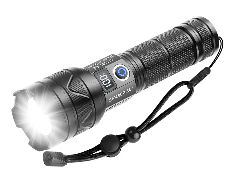 Garberiel Rechargeable Led Flashlight Waterproof Torch with 26650 Battery& Power Display