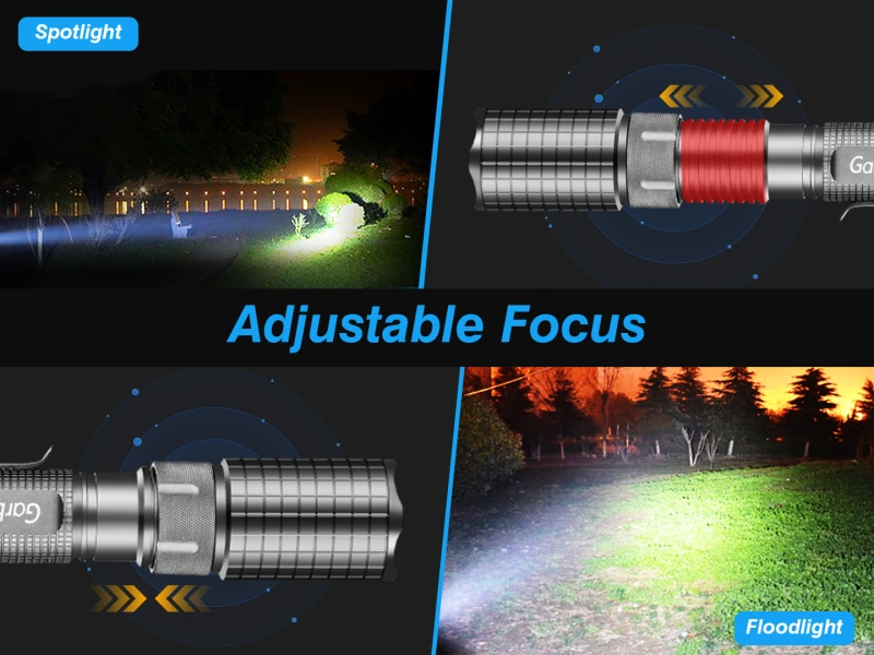 Garberiel 5Modes LED Flashlight Zoom Focus Tactical Torch with Durable Aluminum Body, T6 Bulb