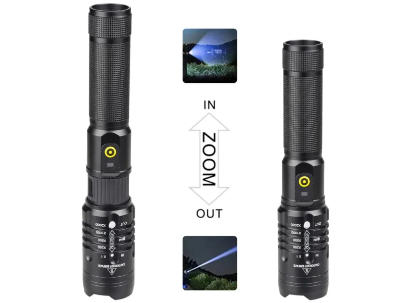 2 PACK XHP50 LED Waterproof  High Lumens Flashlight with Battery Rechargeable