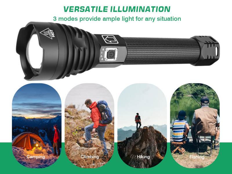 LED XHP90 3 Modes Flashlight  with 2000mAh18650 Batteries &amp; Charger