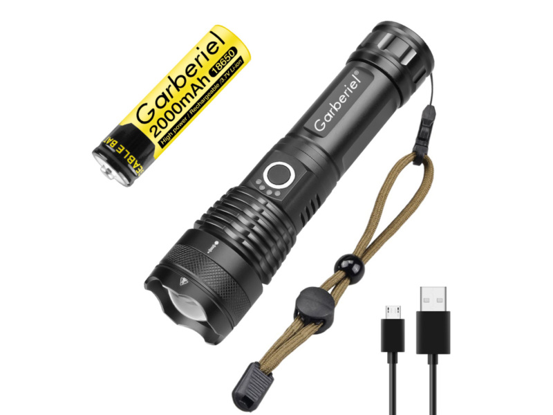 Garberiel Powerful Led Flashlight 30000 High Lumens Zoom Super Bright Torch  with Glass Breaker for Emergency Hiking Hunting Camping (Included 26650