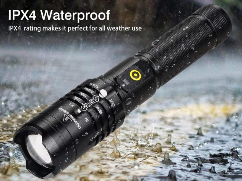 2 PACK XHP50 LED Waterproof  High Lumens Flashlight with Battery Rechargeable