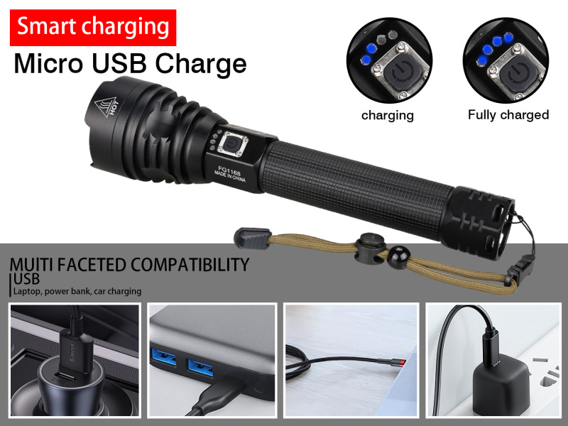 LED XHP90 3 Modes Flashlight  with 2000mAh18650 Batteries &amp; Charger