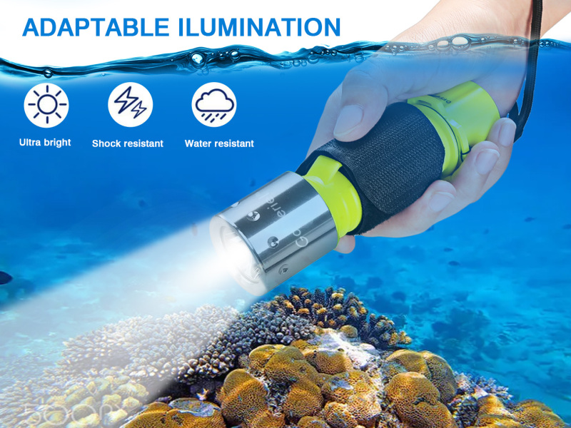 Garberiel IPX8 Rechargeable Diving Light Underwater 20 Meter ( 65 ft)