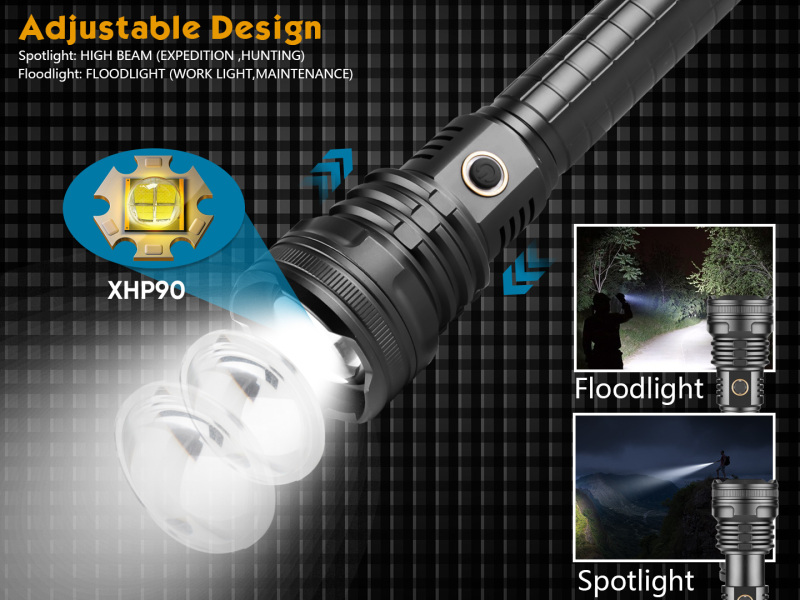 Garberiel XHP90 LED 8000 High Lumens Flashlight Waterproof