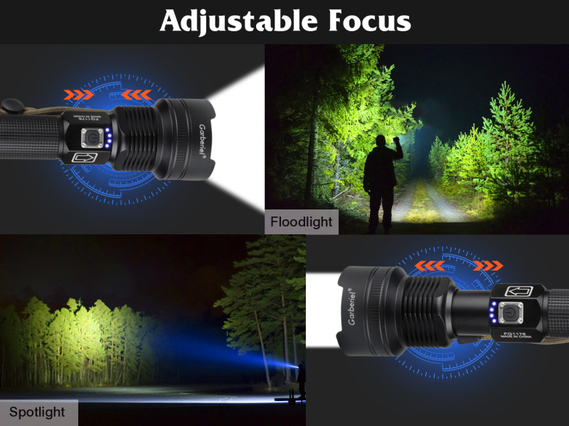 XHP70 LED Powerful Flashlight Waterproof USB Rechargeable Light