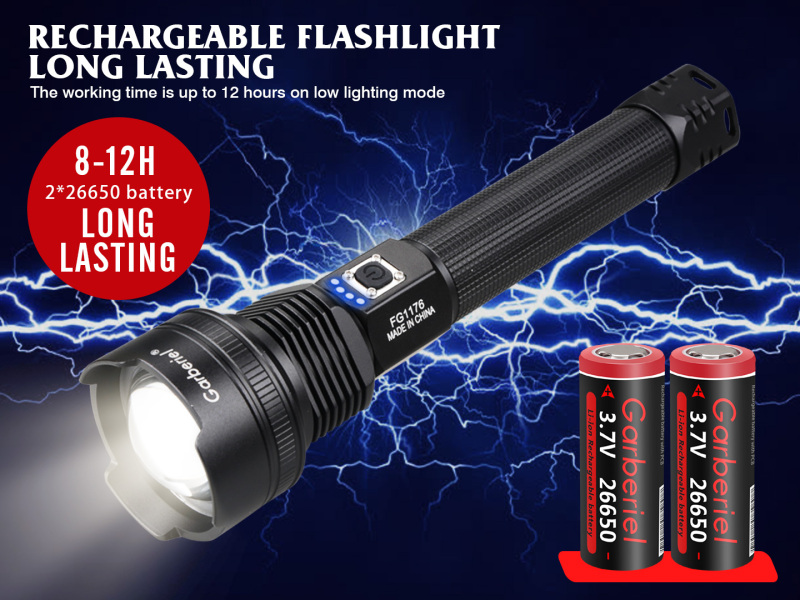 XHP70 LED Powerful Flashlight Waterproof USB Rechargeable Light