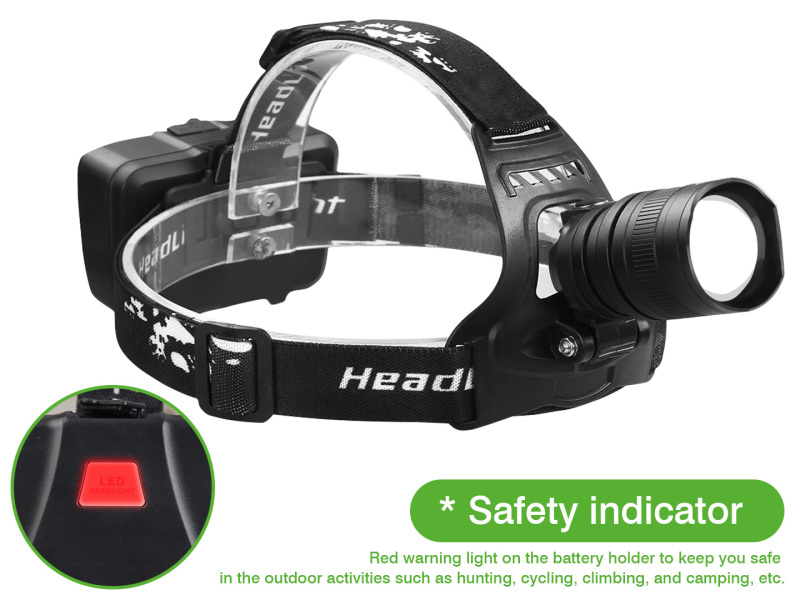 Garberiel XHP50 LED Rechargeable Headlamp 3 Modes with Adjustable Headband