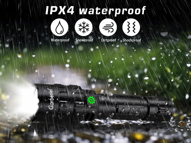 Garberiel X11 Flashlight 5 Modes IPX4 Waterproof  with 18650 Rechargeable Battery