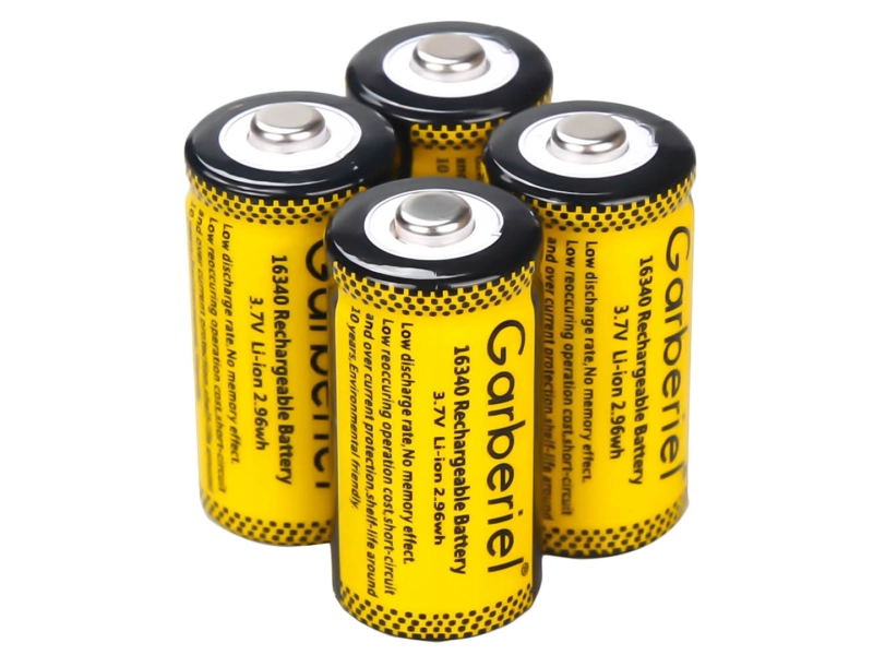 10 PCS Garberiel Rechargeable 16340 CR123A Battery 3.7V (Yellow)