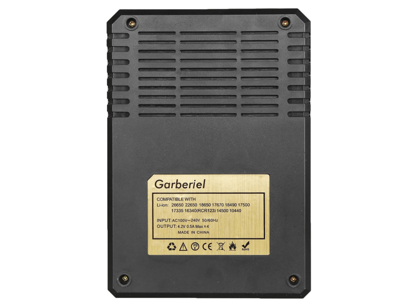 Garberiel 4 PC 2000mAh 18650 Rechargeable Li-ion Battery with 4-Slots 18650 Battery Charger